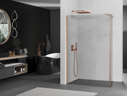 Mexen Kioto shower wall Walk-in 110 x 40 cm, transparent, brushed copper - 800-110-212-65-00-040