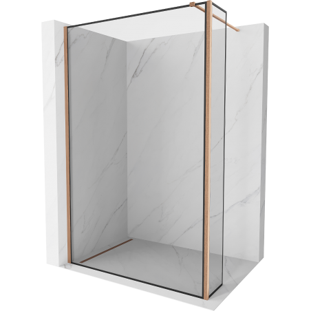 Mexen Kioto Walk-in Shower Wall 140 x 30 cm, Black Frame, Brushed Copper - 800-140-212-65-70-030