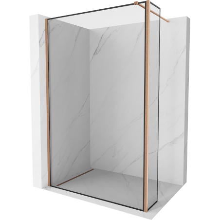 Mexen Kioto Walk-in Shower Wall 110 x 40 cm, Black Frame, Brushed Copper - 800-110-212-65-70-040