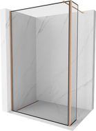 Mexen Kioto Walk-in Shower Wall 110 x 40 cm, Black Frame, Brushed Copper - 800-110-212-65-70-040