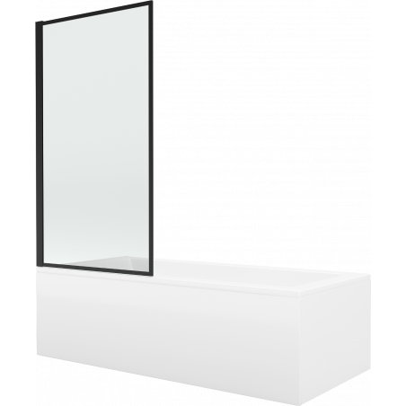Mexen Cubik rectangular bath 150 x 70 cm with panel and 1-wing screen 80 cm, black pattern - 550315070X9308017070