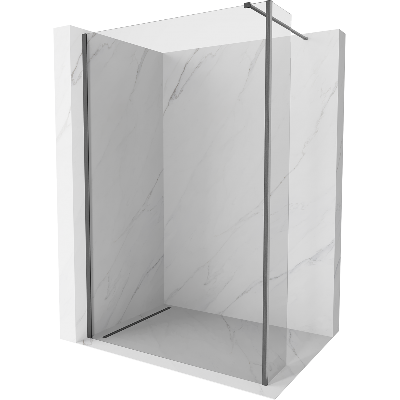 Mexen Kioto shower wall Walk-in 130 x 40 cm, transparent, brushed gun gray - 800-130-212-66-00-040