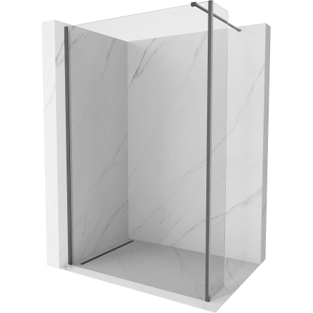 Mexen Kioto shower wall Walk-in 130 x 40 cm, transparent, brushed gun gray - 800-130-212-66-00-040