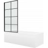 Mexen Cubik rectangular bathtub 150 x 70 cm with enclosure and 1-wing screen 80 cm, black pattern - 550315070X9308017077
