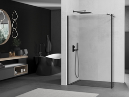 Mexen Kioto Walk-in Shower Panel 90 x 30 cm, transparent, black - 800-090-212-70-00-030
