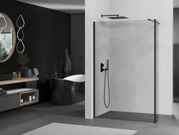 Mexen Kioto shower wall Walk-in 110 x 40 cm, transparent, black - 800-110-212-70-00-040