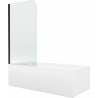 Mexen Cubik rectangular bath 160 x 70 cm with casing and 1-wing screen 70 cm, transparent, black - 550316070X9007017000