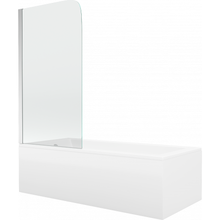 Mexen Cubik rectangular bathtub 160 x 70 cm with casing and 1-wing screen 75 cm, transparent, chrome - 550316070X9007510100