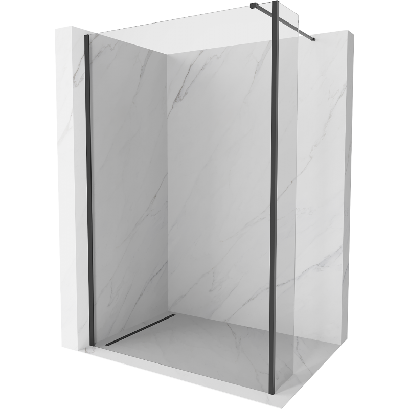 Mexen Kioto Walk-in Shower Screen 155 x 40 cm, Transparent, Black - 800-155-212-70-00-040