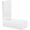 Mexen Cubik rectangular bathtub 160 x 70 cm with panels and a 1-wing screen 80 cm, Transparent, Chrome - 550316070X9008010100