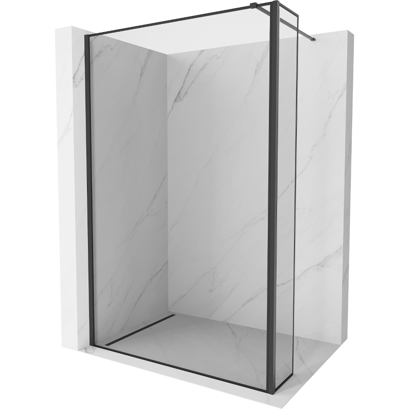 Mexen Kioto Walk-in Shower Wall 100 x 40 cm, Black Frame, Black - 800-100-212-70-70-040