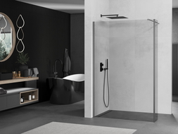 Mexen Kioto Walk-in Shower Wall 120 x 30 cm, Transparent, Gun Metal - 800-120-212-95-00-030