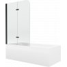 Mexen Cubik rectangular bath 160 x 70 cm with panel and 2-wing 80 cm screen, transparent, black - 550316070X9008027000
