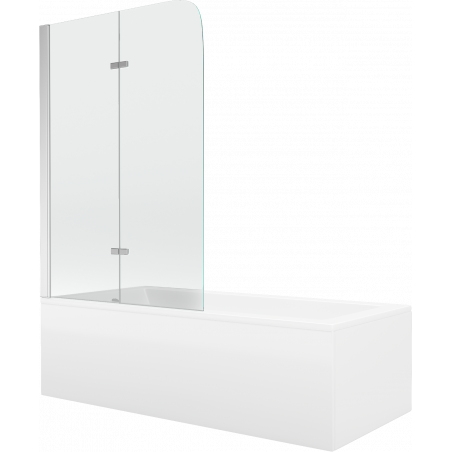 Mexen Cubik rectangular bath 160 x 70 cm with casing and 2-wing screen 100 cm, transparent, chrome - 550316070X9010020100