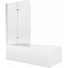 Mexen Cubik rectangular bath 160 x 70 cm with casing and 2-wing screen 100 cm, transparent, chrome - 550316070X9010020100