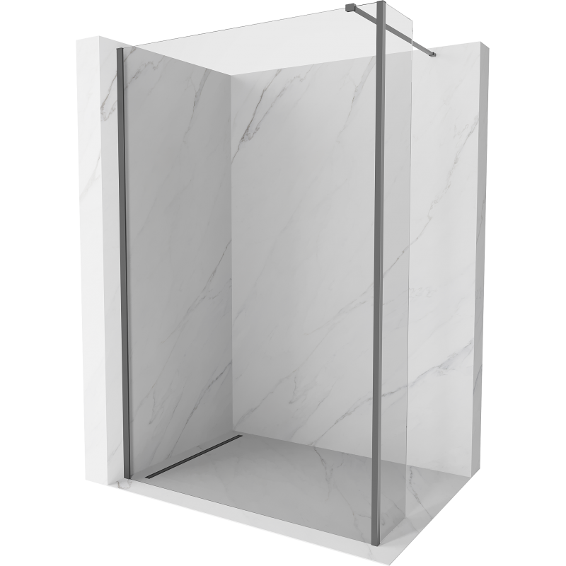 Mexen Kioto Walk-in Shower Panel 150 x 40 cm, Transparent, Gun Metal - 800-150-212-95-00-040