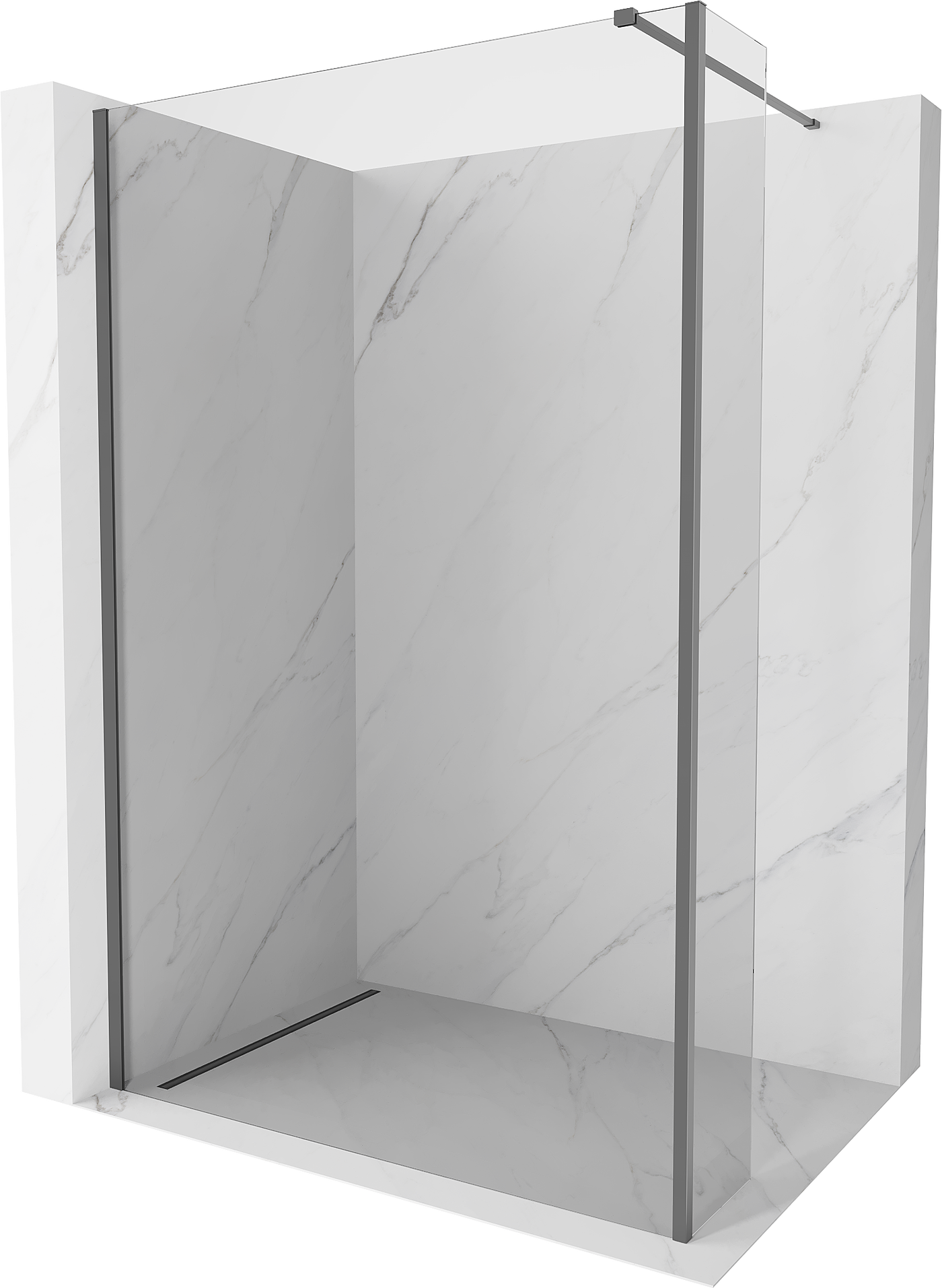 Mexen Kioto Walk-in Shower Screen 170 x 40 cm, transparent, gun metal - 800-170-212-95-00-040