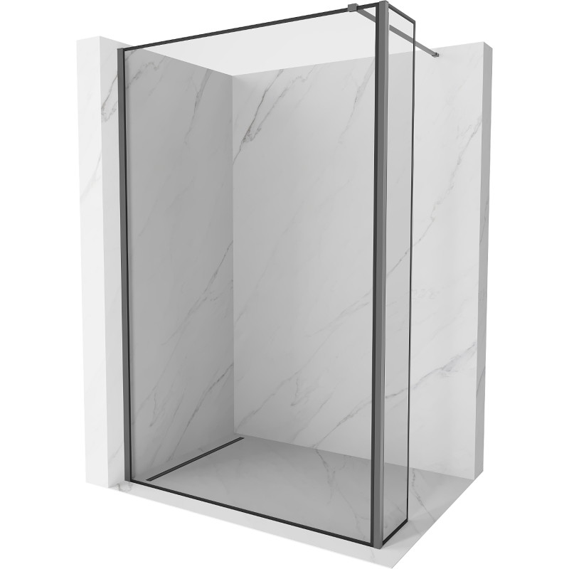 Mexen Kioto Walk-in Shower Screen 120 x 30 cm, Black Frame, Gun Metal - 800-120-212-95-70-030