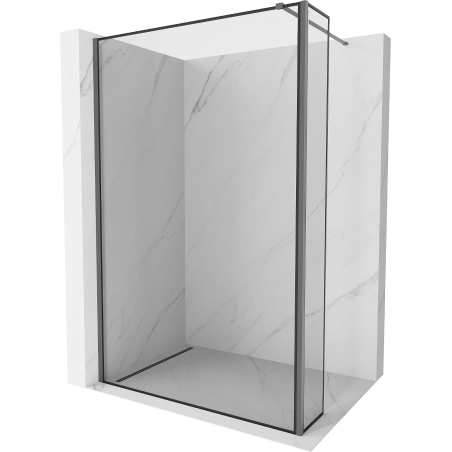 Mexen Kioto Walk-in Shower Screen 120 x 30 cm, Black Frame, Gun Metal - 800-120-212-95-70-030