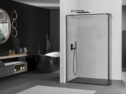 Mexen Kioto Walk-in Shower Screen 120 x 30 cm, Black Frame, Gun Metal - 800-120-212-95-70-030