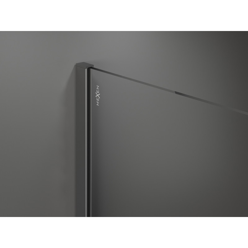 Mexen Kioto Walk-in Shower Screen 120 x 30 cm, Black Frame, Gun Metal - 800-120-212-95-70-030