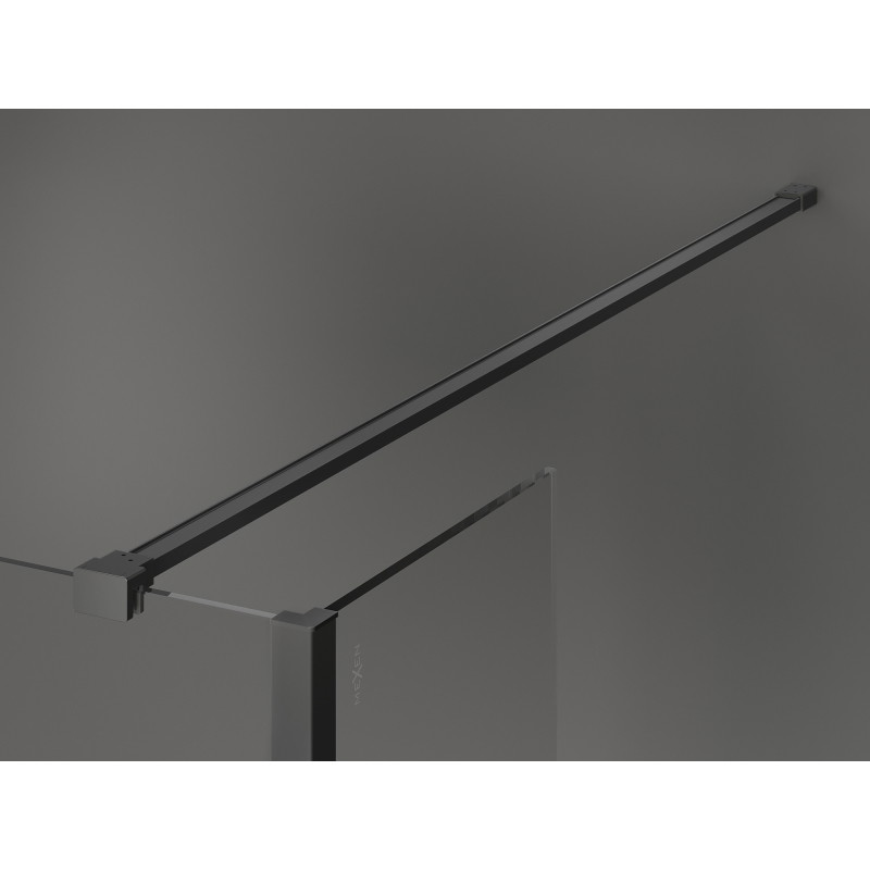 Mexen Kioto Walk-in Shower Screen 120 x 30 cm, Black Frame, Gun Metal - 800-120-212-95-70-030