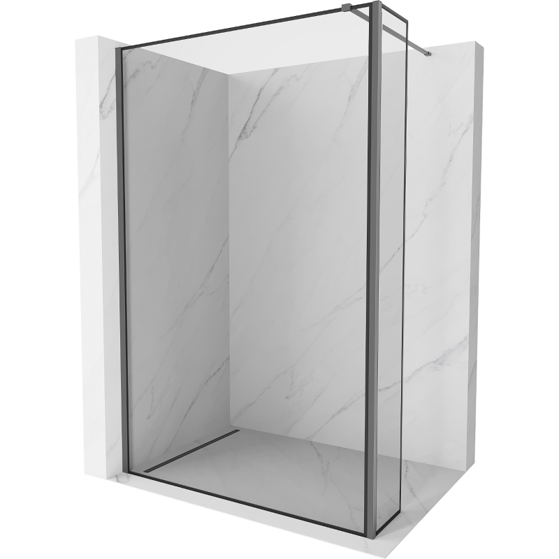 Mexen Kioto Walk-in Shower Wall 90 x 40 cm, Black Pattern, Gun Metal - 800-090-212-95-70-040