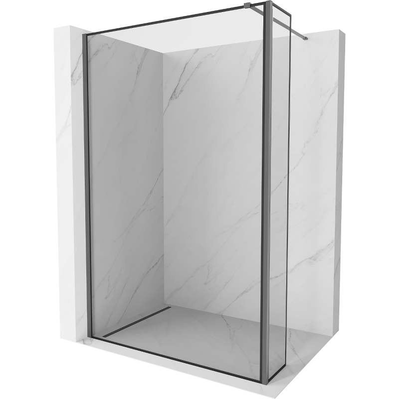 Mexen Kioto Walk-in Shower Screen 110 x 40 cm, Black Frame, Gun Metal - 800-110-212-95-70-040