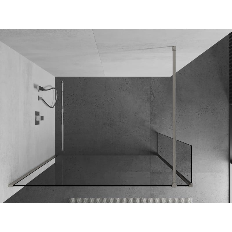 Mexen Kioto Walk-in Shower Screen 90 x 30 cm, Transparent, Brushed Nickel - 800-090-212-97-00-030