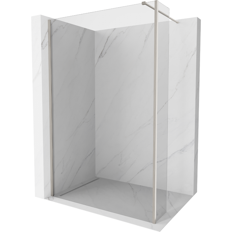 Mexen Kioto Walk-in Shower Wall 140 x 30 cm, Transparent, Brushed Nickel - 800-140-212-97-00-030