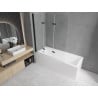 Mexen Cubik rectangular bathtub 160 x 70 cm with panel and 3-wing 120 cm screen, transparent, black - 550316070X9012037000