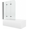 Mexen Cubik rectangular bathtub 160 x 70 cm with panels and a 3-wing screen 120 cm, Transparent, Black - 550316070X9012037000