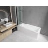 Mexen Cubik rectangular bathtub 160 x 70 cm with panel and 3-wing 120 cm screen, transparent, black - 550316070X9012037000