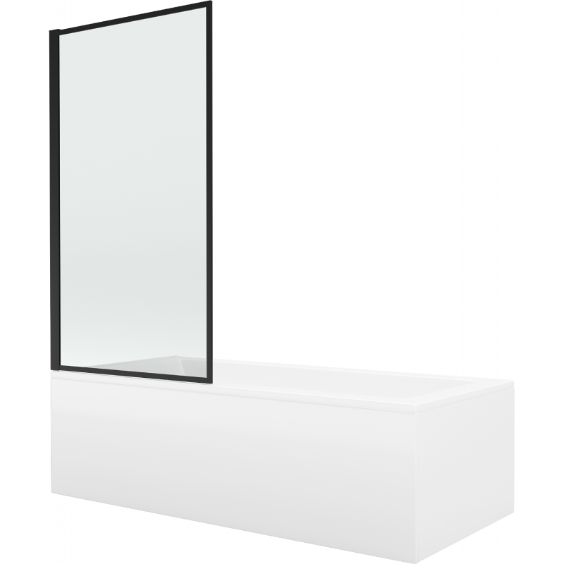 Mexen Cubik rectangular bathtub 160 x 70 cm with panels and a 1-wing screen 70 cm, Black pattern fix - 550316070X9307007070