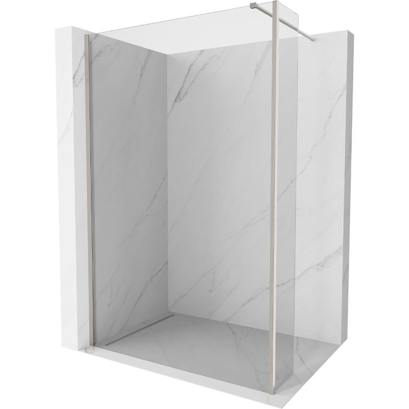 Mexen Kioto Walk-in Shower Panel 135 x 40 cm, Transparent, Brushed Nickel - 800-135-212-97-00-040
