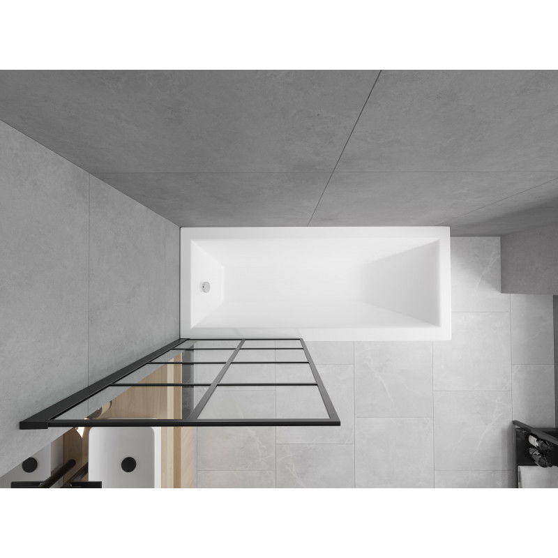 Mexen Cubik rectangular bath 160 x 70 cm with enclosure and 1-wing screen 70 cm, black pattern fix - 550316070X9307007077