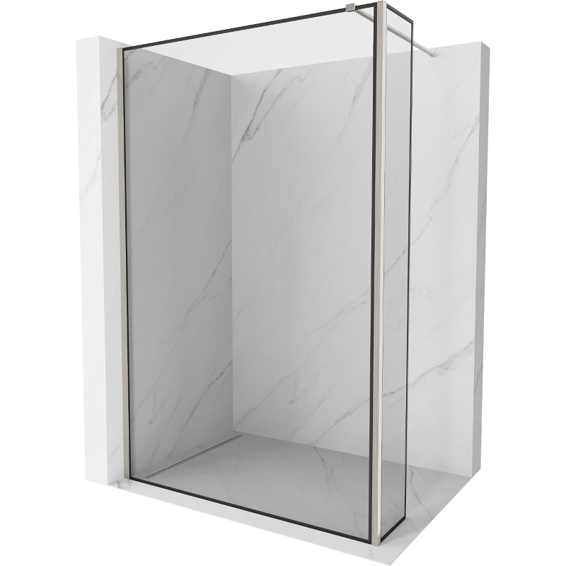 Mexen Kioto Walk-in Shower Wall 120 x 30 cm, Black Pattern, Brushed Nickel - 800-120-212-97-70-030