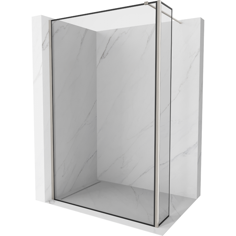 Mexen Kioto Walk-in Shower Wall 140 x 40 cm, Black Pattern, Brushed Nickel - 800-140-212-97-70-040