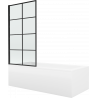 Mexen Cubik rectangular bath 160 x 70 cm with casing and single-leaf screen 70 cm, black pattern - 550316070X9307017077