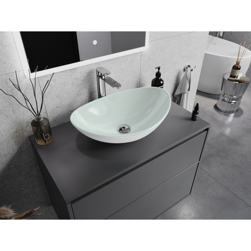Mexen Sonia glass countertop sink 54 x 37 cm, white - 24145430