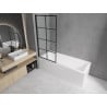 Mexen Cubik rectangular bath 160 x 70 cm with casing and single-leaf screen 70 cm, black pattern - 550316070X9307017077