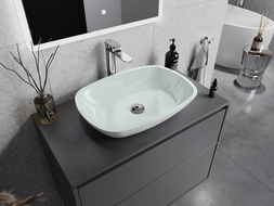 Mexen Araks glass worktop washbasin 54 x 39 cm, white - 24155430