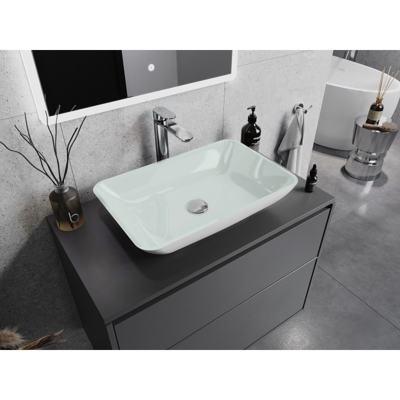 Mexen Megan glass countertop sink 56 x 36 cm, white - 24135630