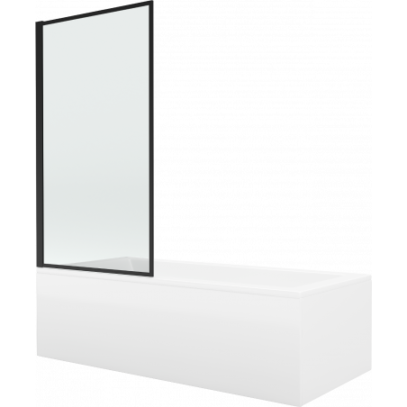 Mexen Cubik rectangular bathtub 160 x 70 cm with panels and a 1-wing screen 80 cm, Black pattern - 550316070X9308017070