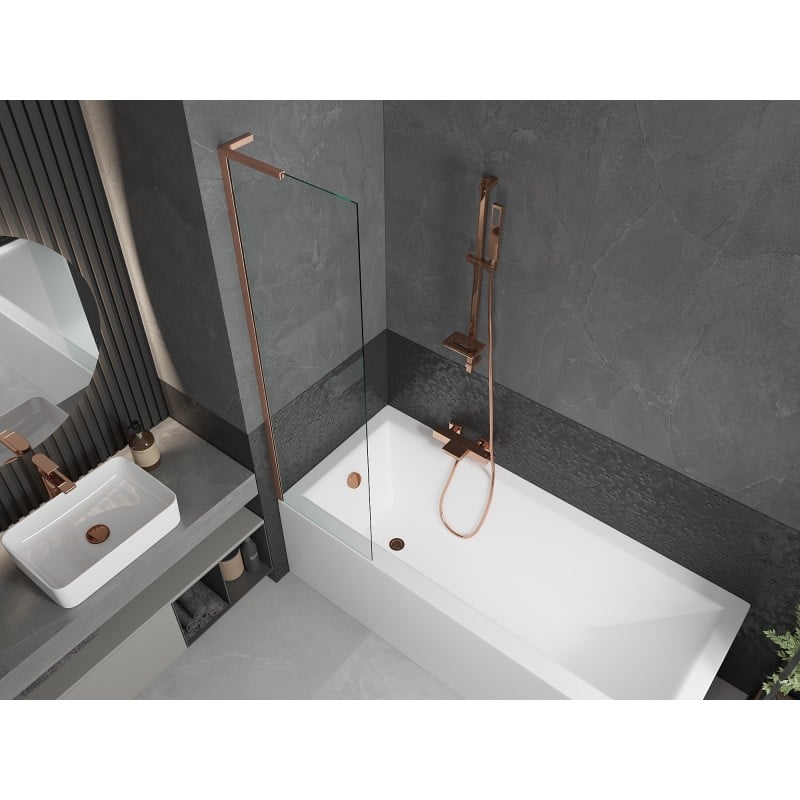 Mexen Next L 1-wing bath screen 50 x 150 cm, transparent, brushed copper - 895-050-000-03-00-65