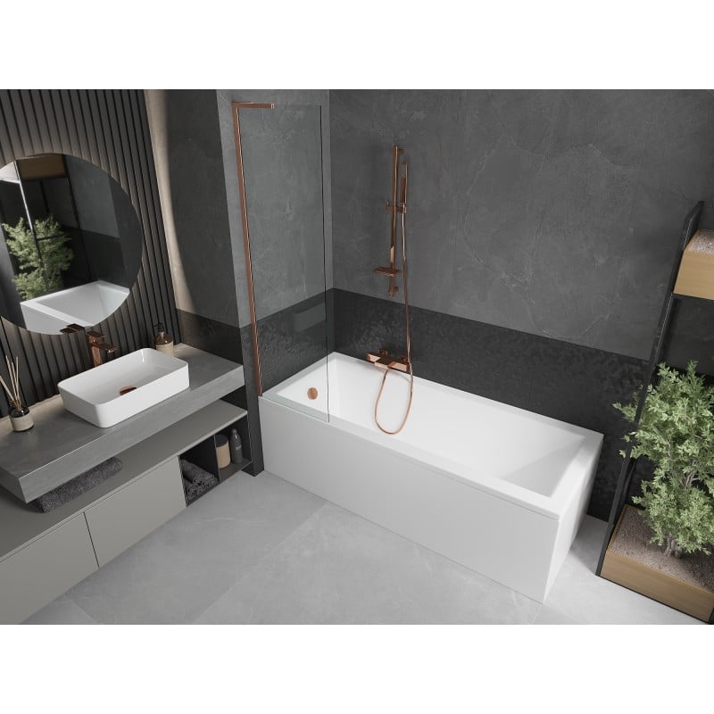 Mexen Next L 1-wing bath screen 50 x 150 cm, transparent, brushed copper - 895-050-000-03-00-65
