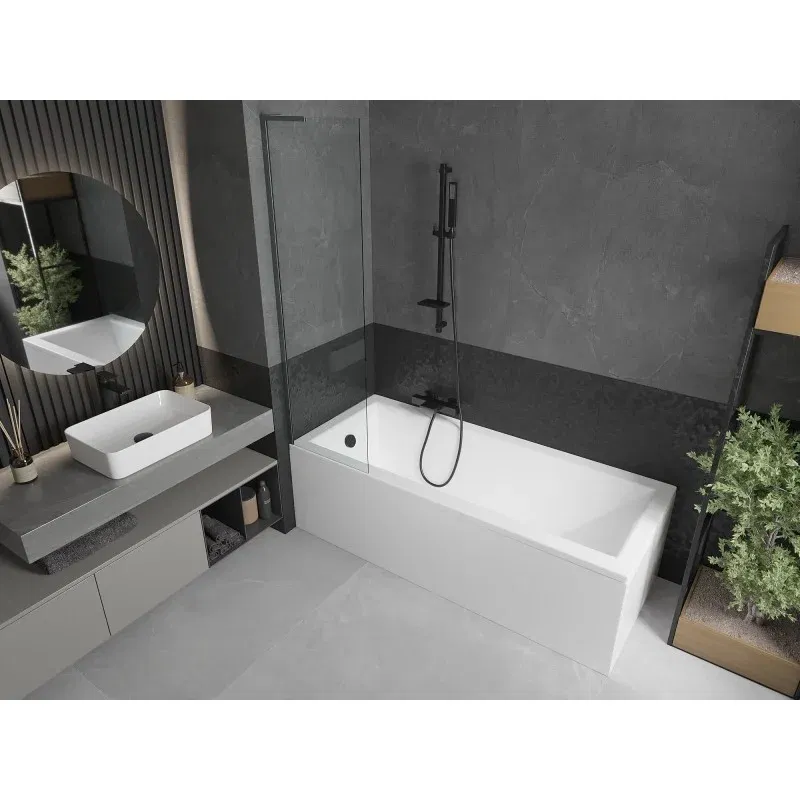 Mexen Next L Single-Panel Bath Screen 50 x 150 cm, Transparent, Brushed Gun Gray - 895-050-000-03-00-66