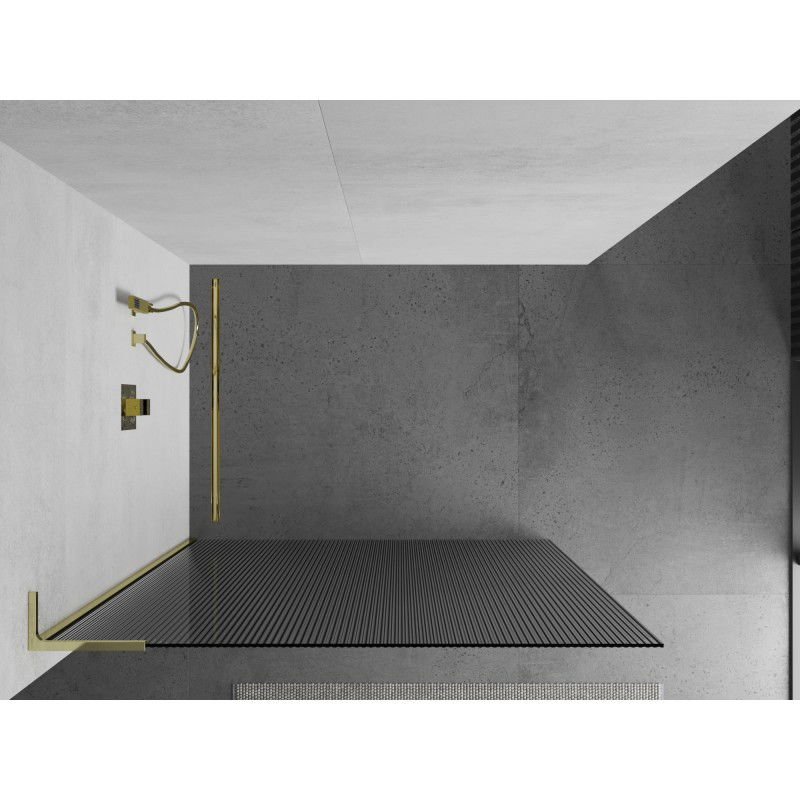 Mexen Kioto L Walk-in Shower Screen 80 x 200 cm, Stripes, Gold - 800-080-103-50-09