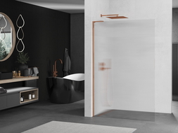 Mexen Kioto L Walk-in Shower Panel 80 x 200 cm, Stripes, Rose Gold - 800-080-103-60-09