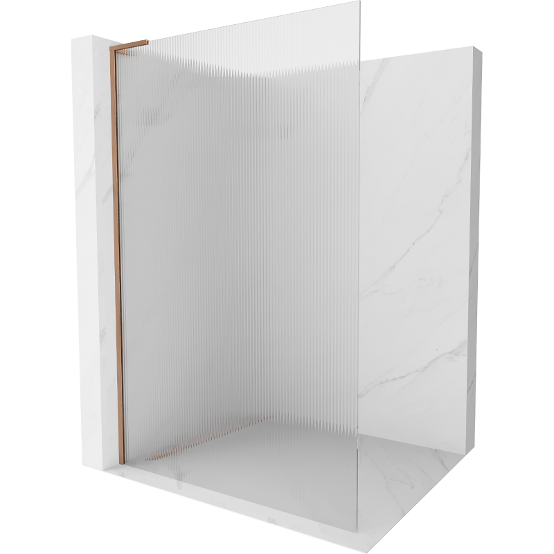 Mexen Kioto L Walk-in Shower Panel 110 x 200 cm, Polished, Brushed Copper - 800-110-103-65-09